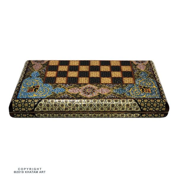 Khatam Chessboard & Backgammon Box with Eslimi Miniature - Image 5