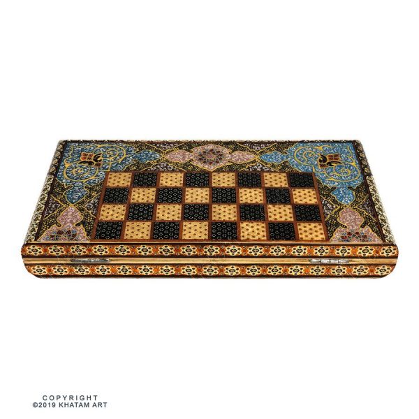 Khatam Chessboard & Backgammon Box with Eslimi Miniature - Image 7