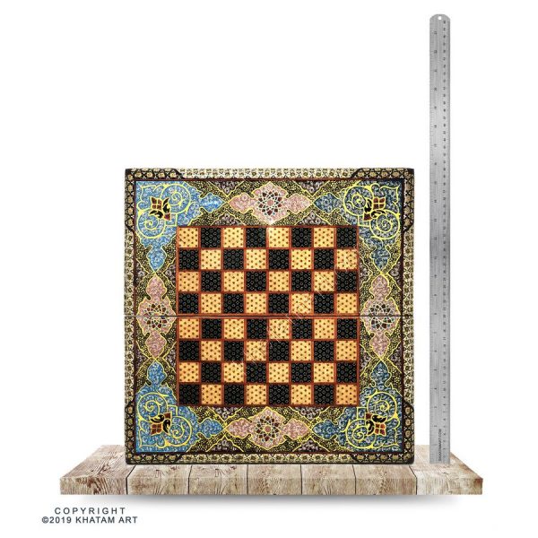 Khatam Chessboard & Backgammon Box with Eslimi Miniature - Image 10