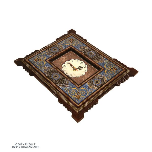 Khatam & Minakari Wall Clock with Eslimi Design - 18x13 cm - Image 2