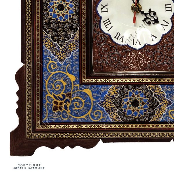 Khatam & Minakari Wall Clock with Eslimi Design - 18x13 cm - Image 4