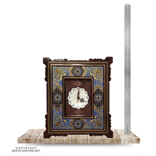 Khatam & Minakari Wall Clock with Eslimi Design - 18x13 cm - Image 5