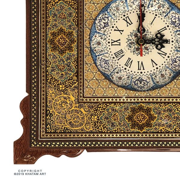 Khatam & Minakari Wall Clock with Eslimi Design - 16 cm - Image 3