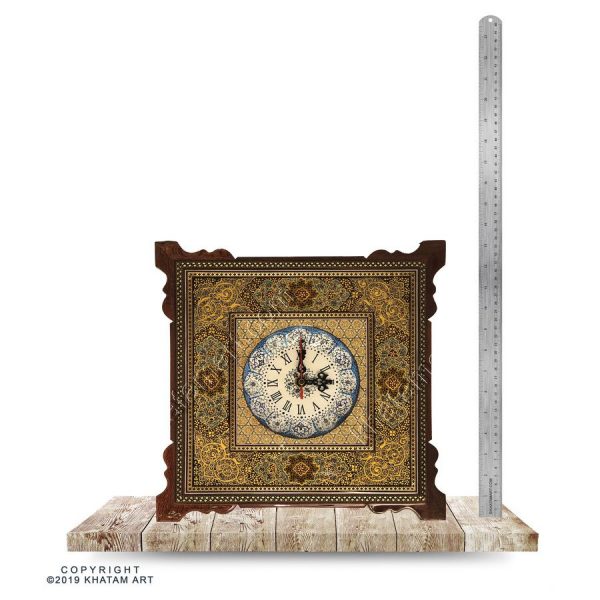 Khatam & Minakari Wall Clock with Eslimi Design - 16 cm - Image 4