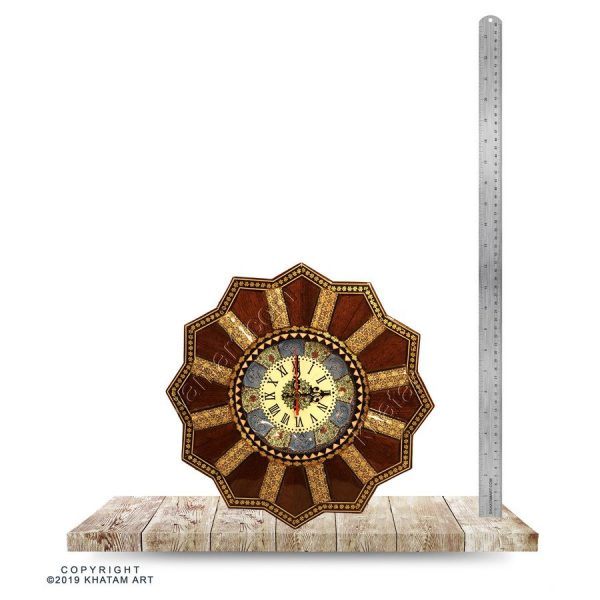 Khatam & Minakari with Red Wood Wall Clock - 16 cm - Image 4